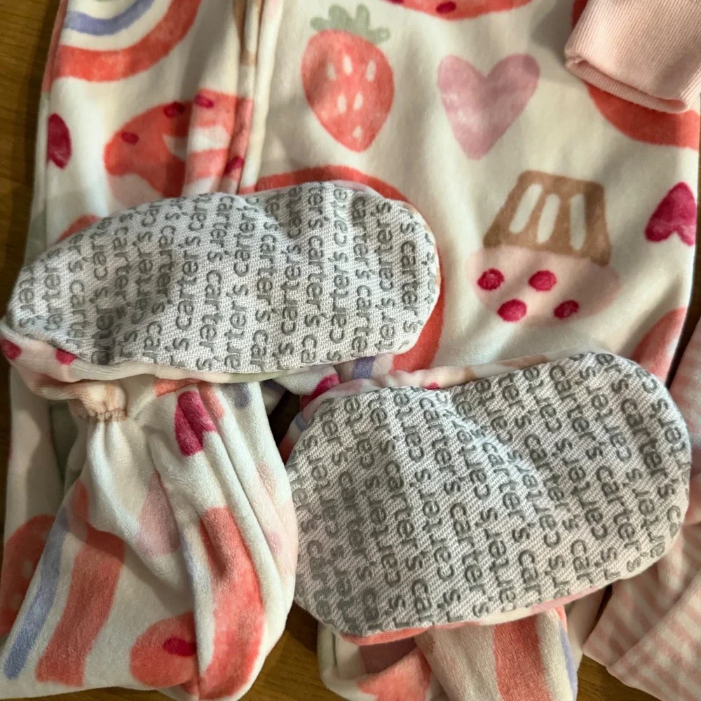 Carters Just One You Toddler Girls 2T Fleece Footed Pajamas Rainbow Sun Set 2pk